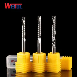 Solid carbide 4mm tunggal flute spiral bits CNC end mill cutter mesin penggilingan alat