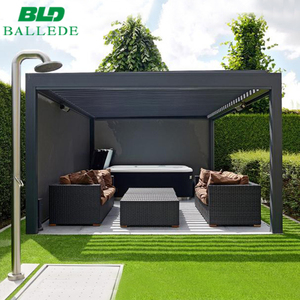Cuchillas dobles spa piscina gazebo motorizado de techo de rejilla de aluminio pérgola para jardín - Product Image 2