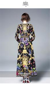 2019 Femmes européennes Et Américaines De Mode Nouveau Col <span class=keywords><strong>En</strong></span> <span class=keywords><strong>V</strong></span> Imprimé Sangles Taille Robe Grande Balançoire Robe - Product Image 3