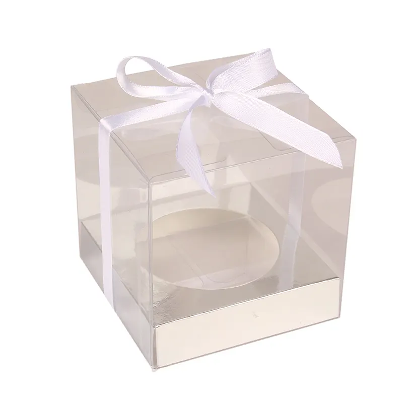 अनुकूलित वर्ग स्पष्ट पीवीसी प्लास्टिक की चादर फूल रिबन रोमांटिक उपहार बॉक्स पैकिंग इत्र कप