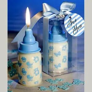 Presentes de retorno de casamento garrafa azul do chuveiro do bebê vela