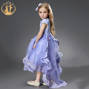 Robe princesse pour petites filles, vêtements fantaisie violettes, tenue de fête d'anniversaire, de spectacle, pleine longueur, violet, - Product Image 3