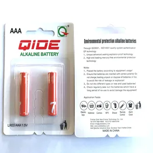 Kwik en cadmium gratis zink mangaan batterij 1.5 v 3a aaa am4 lr03 alkaline batterij