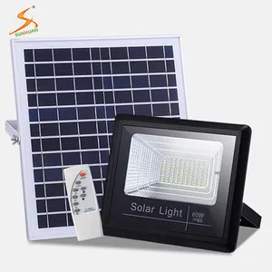 remote control solar light ip65 60w all die-cast aluminum solar outdoor led floodlight with solar panel