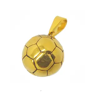 Olivia Sport Ontwerp Rvs Voetbal Sieraden Charm 24 Karaats Gouden Sieraden Voetbal Hanger