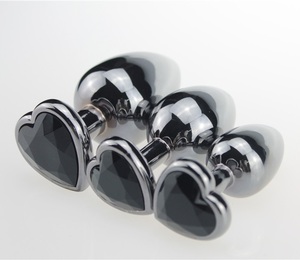 Medium Size <strong>Stainless</strong> <strong>Steel</strong> <strong>Butt</strong> <strong>Plug</strong> <strong>Heart</strong> <strong>Shape</strong> <strong>Jewel</strong> Anal <strong>Plug</strong> for Adult - Product Image 2
