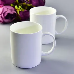 Wholesale custom cheap plain bulk ceramic white color porcelain water coffee mug cup