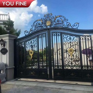 Portes principales en <span class=keywords><strong>fer</strong></span> <span class=keywords><strong>forgé</strong></span> de style moderne, portes coulissantes électriques pour allée - Product Image 3