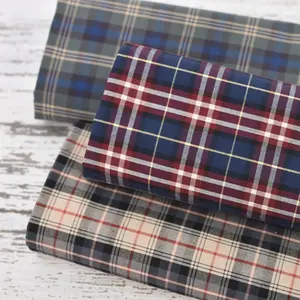 100% Cotton Checks Poplin Yarn Dyed Fabric One Side Brushed Cheap Twill Ready Stock CVC Yarn Dyed Flannel Fabric For Shirts