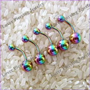[AP-407A] Wholesale Hot Selling Rainbow Titanium Anodized 316L Stainless Steel Navel Belly Rings Body Jewelry Piercing