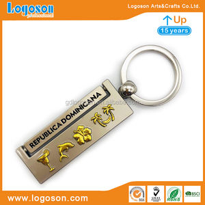 さまざまなデザインお土産キーホルダーRepublica Dominicana金属長方形キーホルダーカスタムエポキシフラッグキーリング - Product Image 3