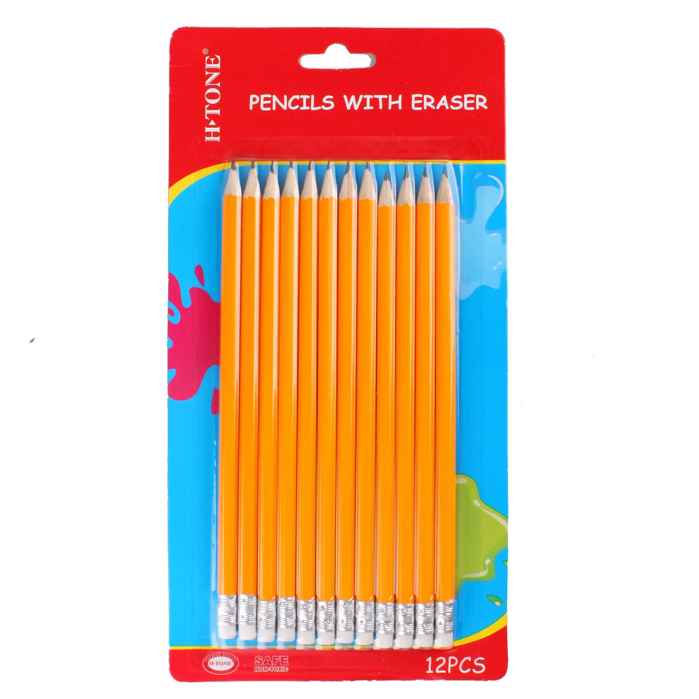 7''High quality yellow pencil with eraser for students HB pencil