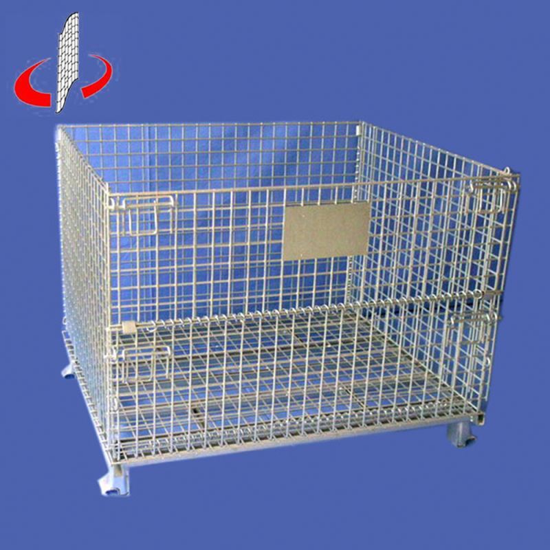 Plié En Acier Soudé Récipient En Métal Tressé De Stockage Cage