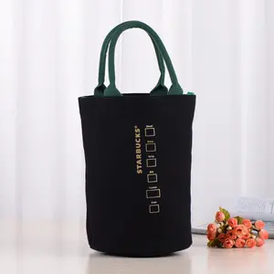 High-quality customized ecological logo canvas tote bag cotton bag round bottom bucket bag