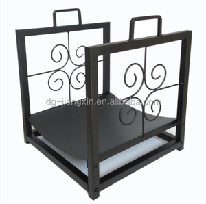 Black Metal Fireplace <strong>Log</strong> Holder Rack Fireset with Birch <strong>Logs</strong> <strong>Carrier</strong> and Tools 16x14x14inch Fireplace Accessories - Product Image 1
