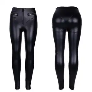 Cool Wholesale women black sexy tight leather leggings In Any Size