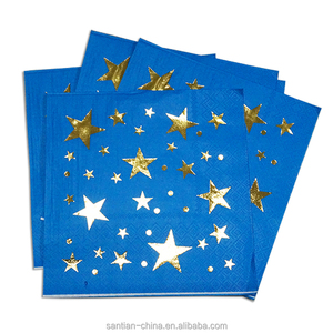 Santian giấy vàng hoặc bạc lá in sao Khăn ăn có thể gập lại trong tấm hoặc túi phong cách cho các bên đặc biệt màu - Product Image 3