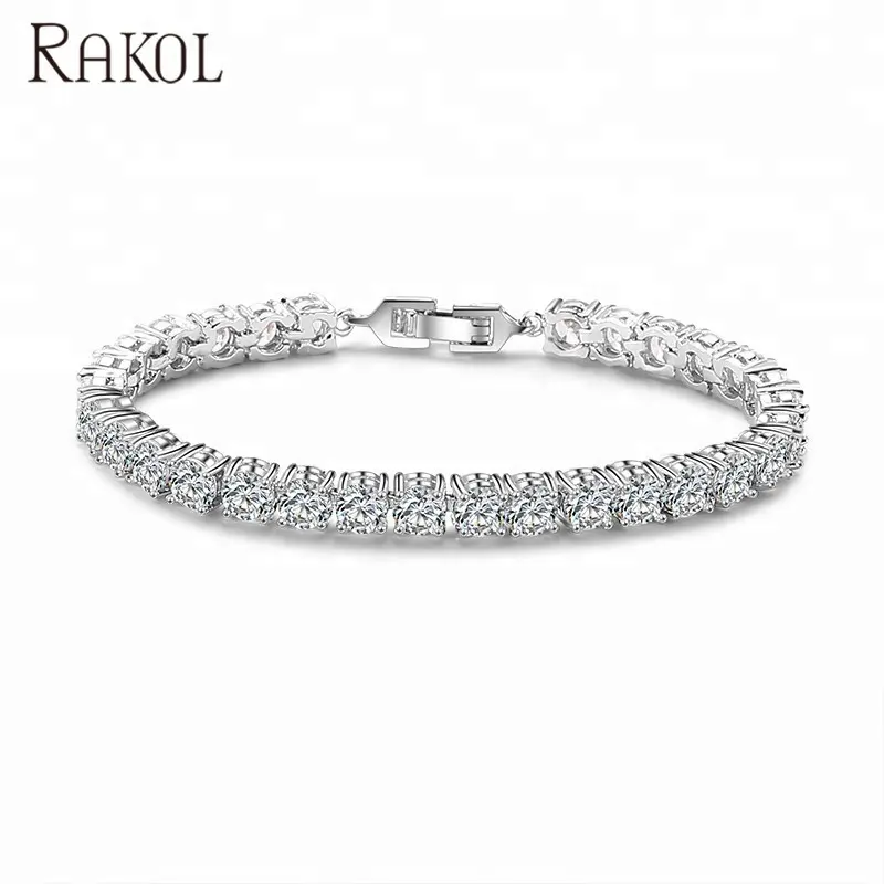 RAKOL BP051 luxe design classique 5mm AAA + zircone cubique argent 925 glacé bijoux de mode bracelets de tennis