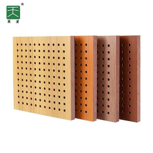 Proyecto de construcción/ignífugo TianGe 15mm/13-3mm ECO MDF Impresión interior DIY Absorción de sonido Panel de pared acústico de madera perforado