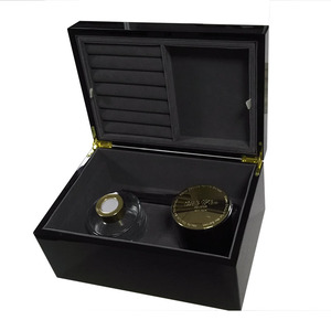 Luxury Customized handmade packaging high lacquered candle wooden box with mirror inside