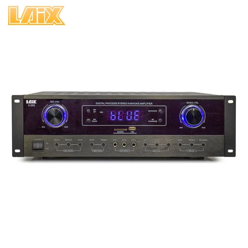 Laix K-250-AMPLIFICADOR profesional Lineal PARA Karaoke, Tablero Valvulado Mp3 UHF VHF Amp, mezclador de entrada Coaxial óptica