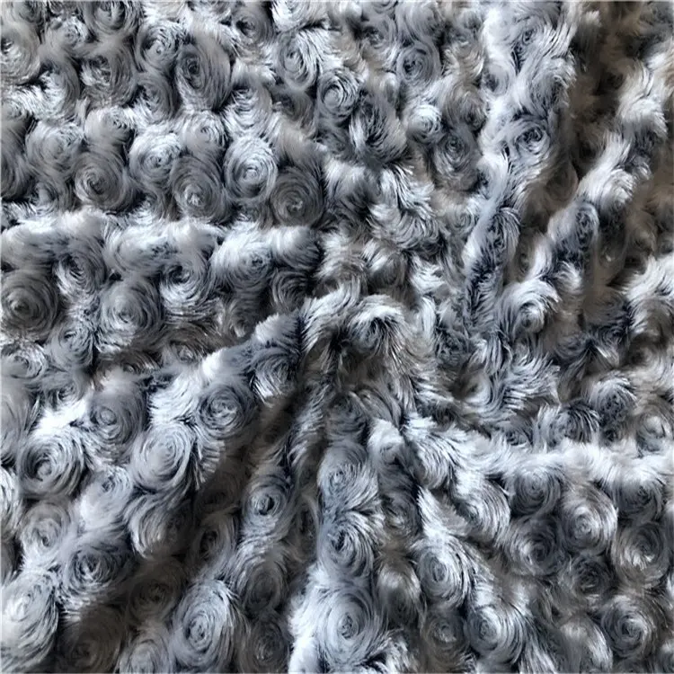 100% полиэстер вязаный тисненый розовый цветочный узор круглая задняя печать PV плюшевая ткань