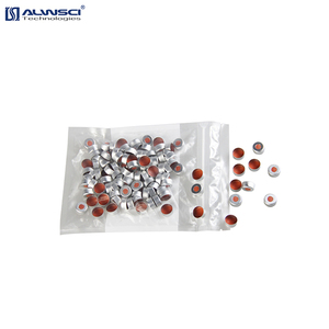 ALWSCI Gümüş 11mm Alüminyum Sıkma Kapaklar w önceden monte edilmiş Şeffaf TEF Doğal Kauçuk kırmızı-turuncu Septa 11-SP3006 - Product Image 4