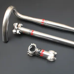 In lega di alluminio della bici della strada della bicicletta del carbonio del manubrio piegato argento retro bar 420mm goccia manubrio + seatpost + staminali