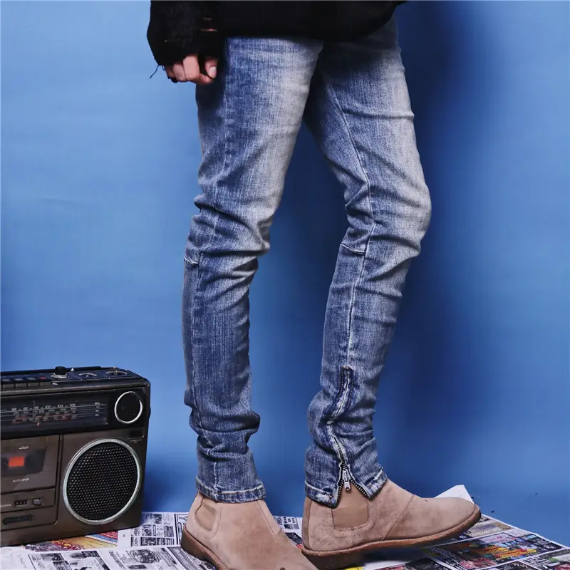 OEM neue stil zerrissene pent stil lager dropshipping männer keine loch plain jeans
