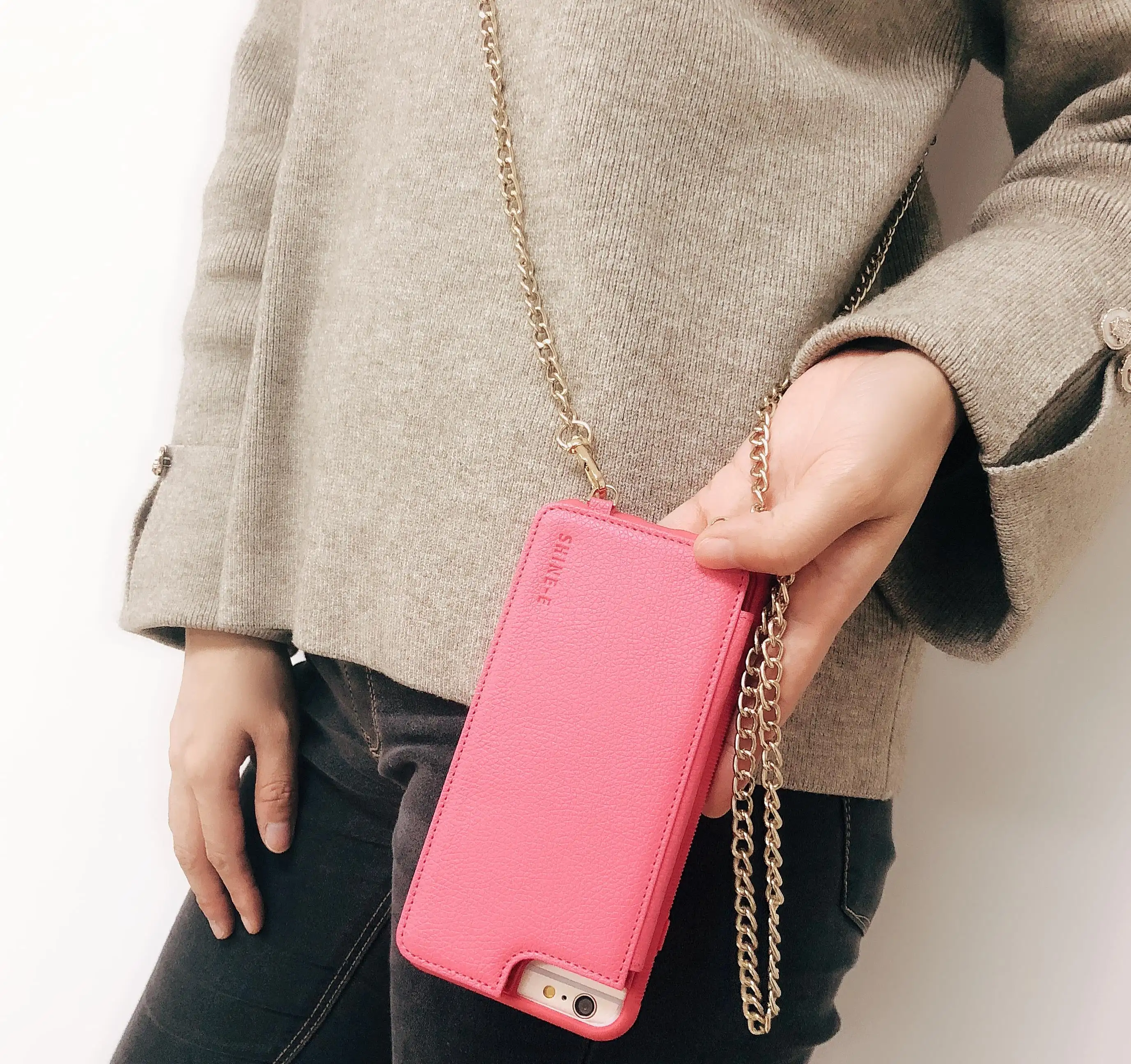 PU Leather Phone Case with Card Slot Wallet Cell Phone Case Crossbody Carry Bag for Iphone 6