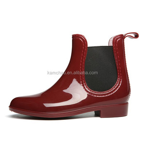 Stile classico lato bassa della caviglia elastici fascia slip on metallic red signore impermeabili stivali da <span class=keywords><strong>pioggia</strong></span> - Product Image 4