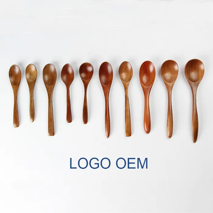 LOGO personalizzato stampato Mini miele cucchiaio di legno cucina cucchiaino da cucina condimento utensile cucchiaio da caffè stoviglie per gelato per bambini