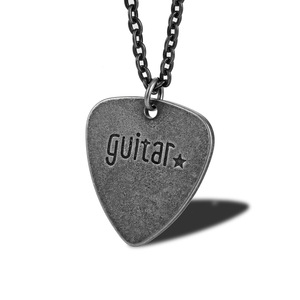 Hiphop custom wholesale engravable jewelry stainless steel guitar pick holder pendant necklace