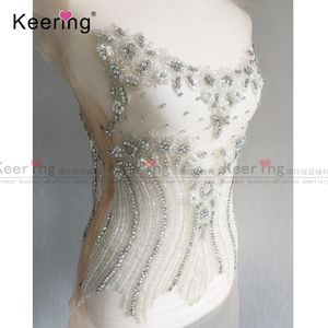 Keering A Mano Del Mestiere Appliques Bianco Della Perla Del Fiore Corpetto di Perline di Cristallo Del Rhinestone <span class=keywords><strong>Applique</strong></span> Patch per il Vestito Da Cerimonia Nuziale WDP-093 - Product Image 3