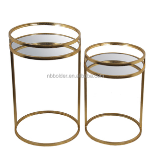 Fabbrica direttamente di alta qualità <span class=keywords><strong>set</strong></span> di 2 <span class=keywords><strong>oro</strong></span> rotondo tavolino da caffè per promozionale di vendita - Product Image 6