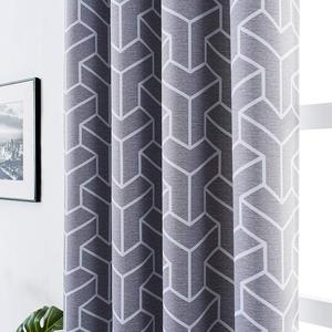 Grey Geometric <strong>Lines</strong> <strong>Curtains</strong> for Bedroom Grommet Top <strong>Thermal</strong> Insulated Blackout Print <strong>Curtain</strong> Panels for Living Room - Product Image 3