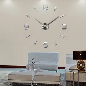 Reloj decorativo de pared para el hogar, pegatina de diseño moderno, 3D, sin marco, grande, bricolaje