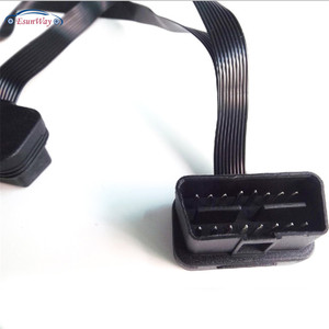 OBD2 <span class=keywords><strong>OBD</strong></span> <span class=keywords><strong>II</strong></span> 16 pines macho a doble hembra Y Splitter Codo Cable de extensión ELM327 Flat Noodle <span class=keywords><strong>OBD</strong></span> Adaptador de diagnóstico - Product Image 4