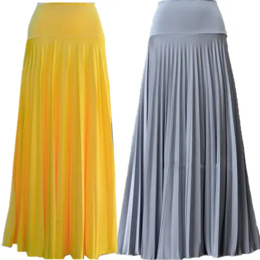 2022 wholesale women long summer casual China supplier ripple-pleated stretchy high waist long skirt