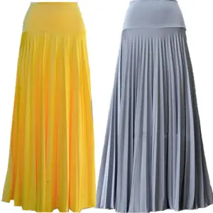 2022 wholesale women long summer casual China supplier ripple-pleated stretchy high waist long skirt