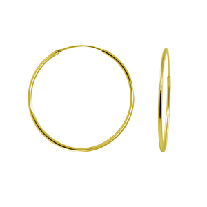 Big 40mm 4cm 18K Gold Plated Tube Non Tarnish Thin Large <strong>Hoop</strong> Earrings 925 Sterling <strong>Silver</strong> <strong>Hoops</strong> - Product Image 2