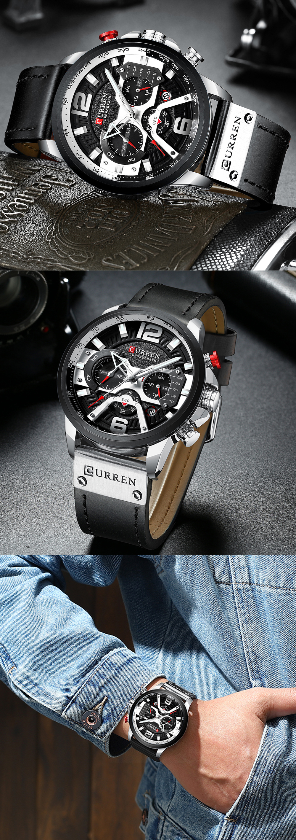 CURREN 8329 Casual Sport Watches for Men Blue Luxury Leather Wrist Watch Man Clock Fashion Chronograph Wristwatch