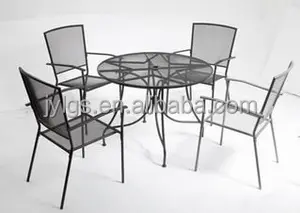 House 5-piece Metal Patio Furniture Mesh Dining Set