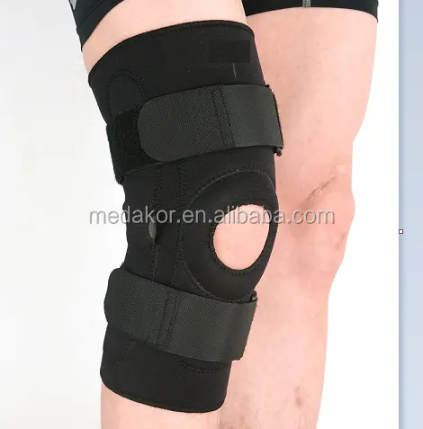 膝サポートブレース調節可能な黒ネオプレン関節炎ヒンジ付き