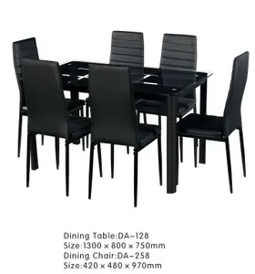 Juego de mesa de comedor de vidrio de alta calidad, venta al por mayor, barato, muebles negros