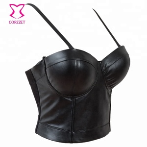 Corzzet dispone di Donne DELL'UNITÀ di ELABORAZIONE Bella Nero Più Il Cuoio di Formato Spinge Verso L'alto il <span class=keywords><strong>Reggiseno</strong></span> Discoteca Bralet Bustier Gotico Breve Supera Dimagrisce Biancheria Intima Del Corsetto - Product Image 2