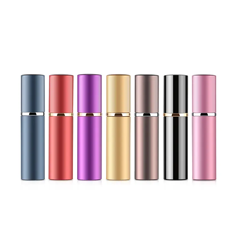 Metal steel colorful mini refill perfume travel size spray glass bottle with pump atomizer 10ml for cosmetic