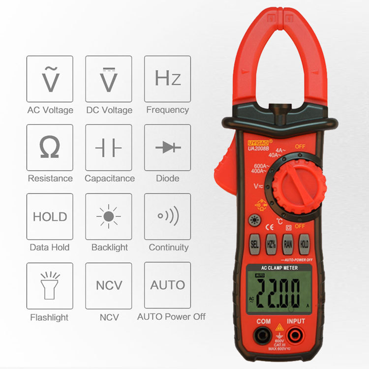 AC DC current tongs amperimetro Clamp Meter diagnostic-tool escapamento Digital pinza amperimetrica UA2008D