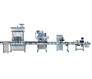 food beverage chemical aluminium foil sealing seaming inserting capping labelling automatic bottle liquid filling line