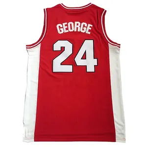 공장 가격 폴 조지 #24 저지 미국 대학 수 놓은 농구 유니폼 레드 컬러